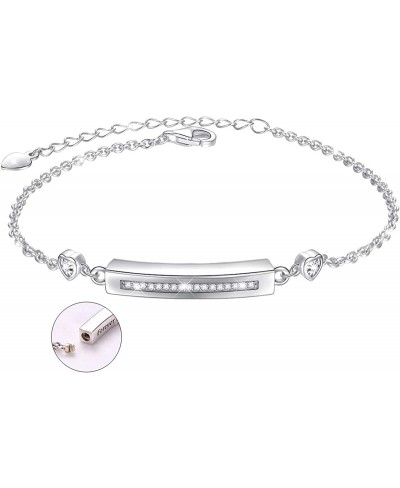 Sterling Silver Forever in My Heart CZ Cremation Urn Locket Memorial Ashes Holder Bangle Urn Keepsake Bracelet 7+2 $32.81 Bangle