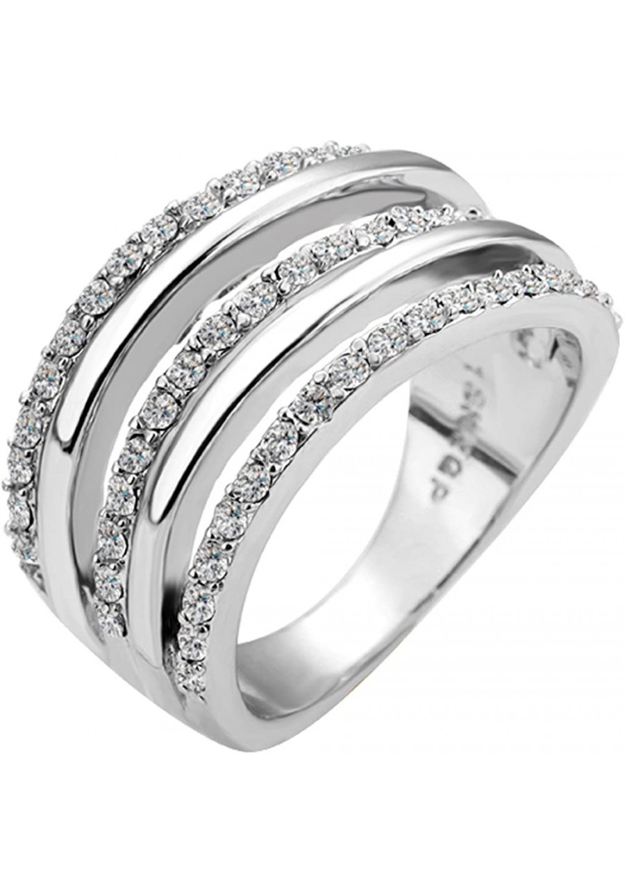 Womens 18K White Gold Plated Cubic Zirconia CZ Cocktail Dome Ring Love Wedding Band Silver $7.85 Bands