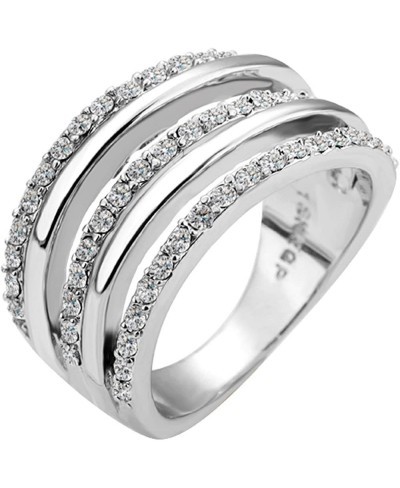 Womens 18K White Gold Plated Cubic Zirconia CZ Cocktail Dome Ring Love Wedding Band Silver $7.85 Bands