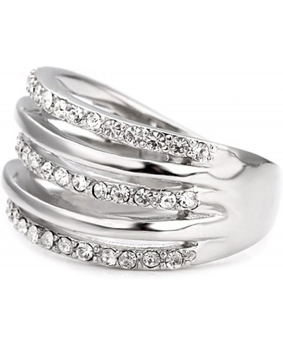 Womens 18K White Gold Plated Cubic Zirconia CZ Cocktail Dome Ring Love Wedding Band Silver $7.85 Bands