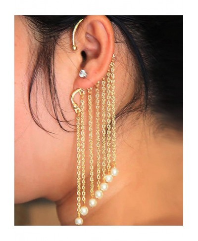 diwali gifts for family and friends gothic pearl tassel earrings for women stylish western ear clip ear cuffs earrings for wo...