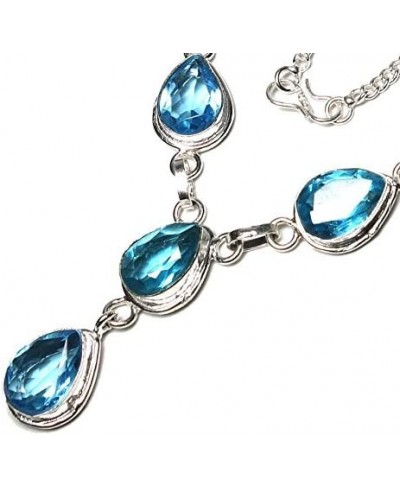 Faceted Blue Topaz Quartz Lavish Gemstone Handmade Jewelry Necklace 16-18 $25.45 Strands