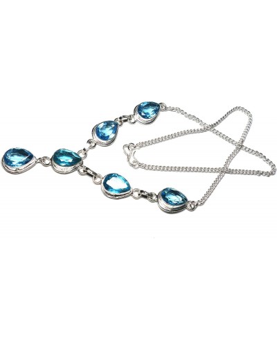 Faceted Blue Topaz Quartz Lavish Gemstone Handmade Jewelry Necklace 16-18 $25.45 Strands