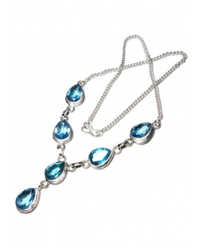 Faceted Blue Topaz Quartz Lavish Gemstone Handmade Jewelry Necklace 16-18 $25.45 Strands