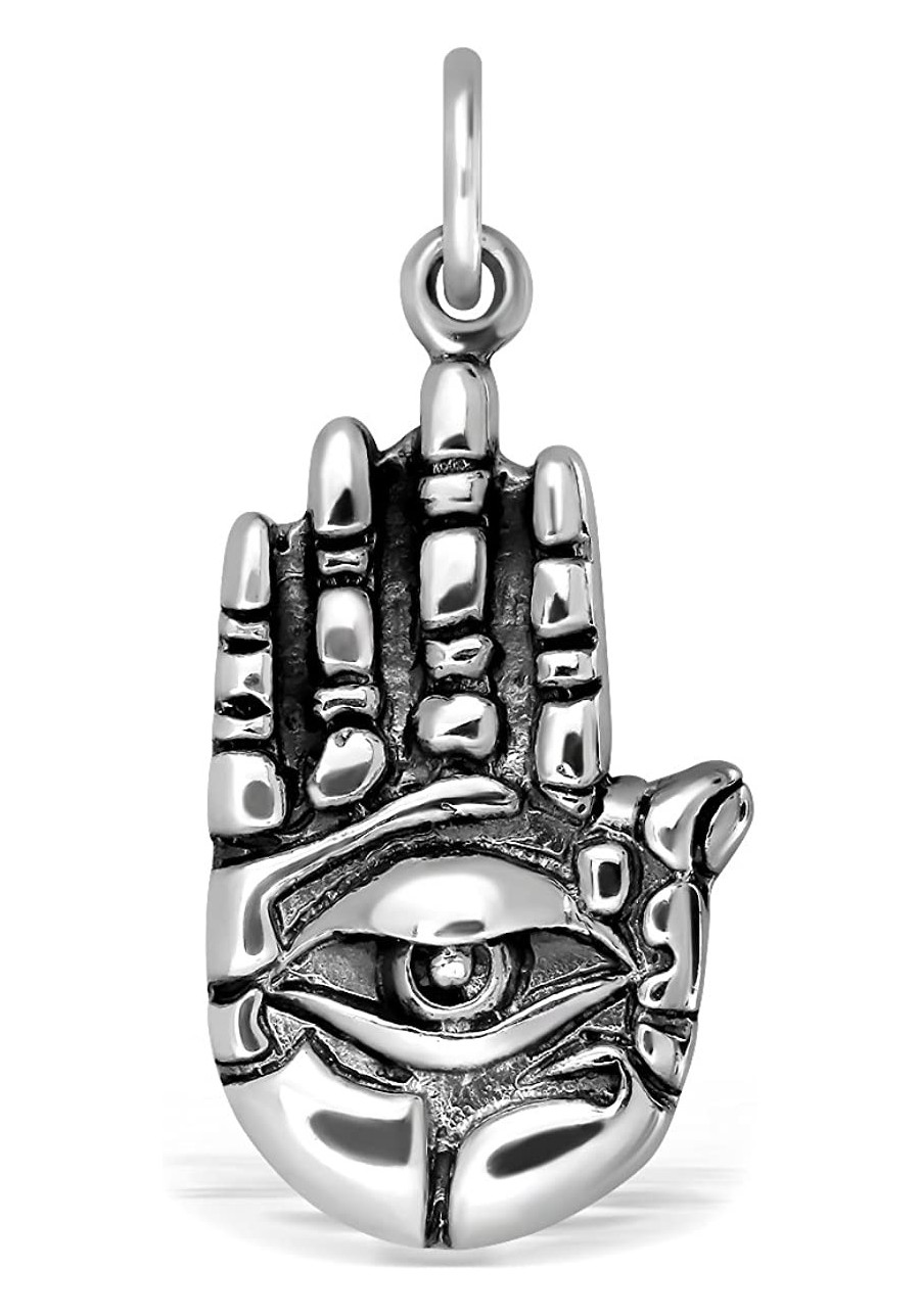 Sterling Silver 925 Charm Buddha Eye Hand of God Hamsa Pendant $34.59 Pendants & Coins