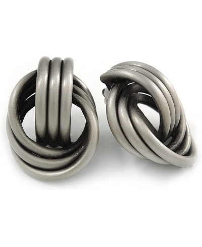 Large Knot Clip On Earrings In Pewter Tone Metal - 40mm L $24.97 Clip-Ons