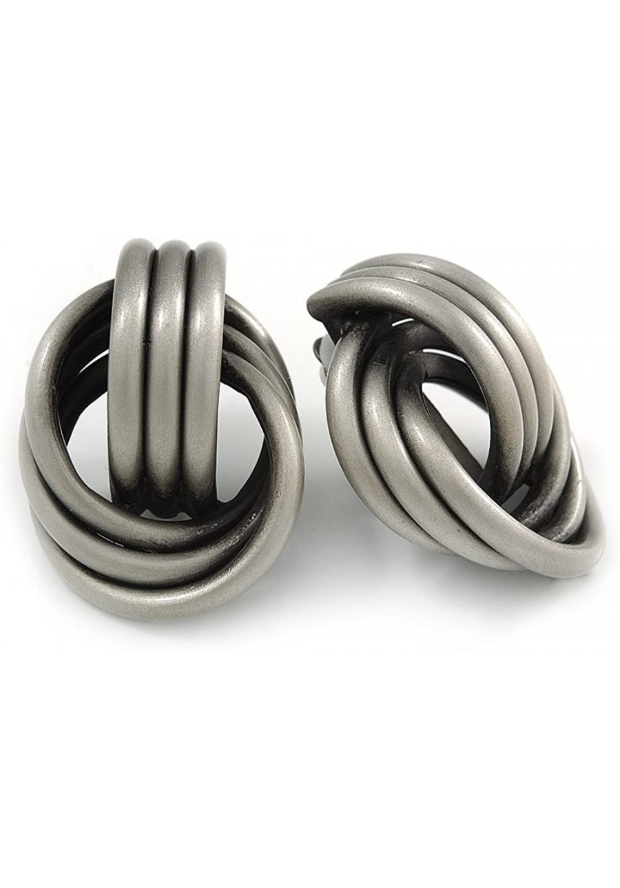 Large Knot Clip On Earrings In Pewter Tone Metal - 40mm L $24.97 Clip-Ons