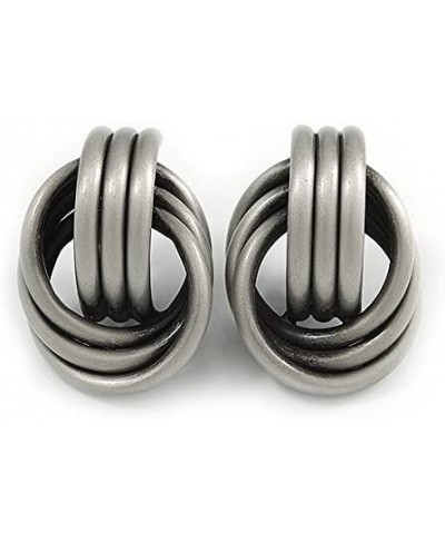 Large Knot Clip On Earrings In Pewter Tone Metal - 40mm L $24.97 Clip-Ons