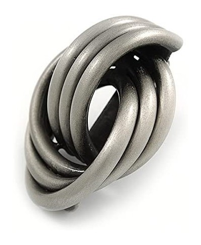 Large Knot Clip On Earrings In Pewter Tone Metal - 40mm L $24.97 Clip-Ons