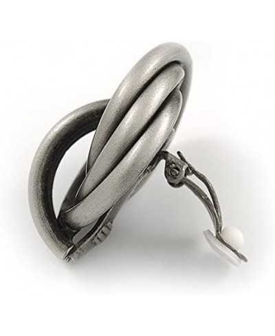 Large Knot Clip On Earrings In Pewter Tone Metal - 40mm L $24.97 Clip-Ons