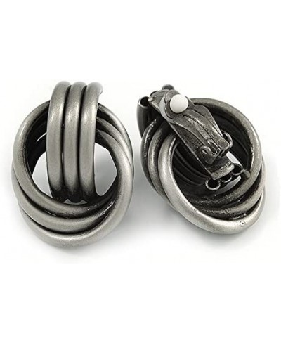 Large Knot Clip On Earrings In Pewter Tone Metal - 40mm L $24.97 Clip-Ons