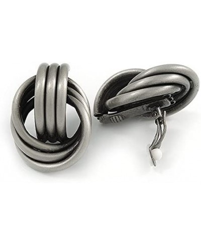 Large Knot Clip On Earrings In Pewter Tone Metal - 40mm L $24.97 Clip-Ons