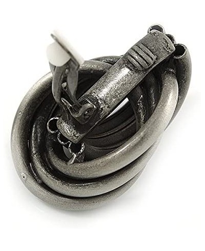 Large Knot Clip On Earrings In Pewter Tone Metal - 40mm L $24.97 Clip-Ons