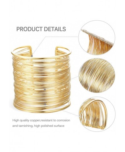 4 Pcs Cuff Bangle Bracelet for Women Open Wide Wire Bracelets Gold Wrist Cuff Wrap Bracelet $13.50 Cuff