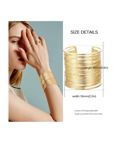 4 Pcs Cuff Bangle Bracelet for Women Open Wide Wire Bracelets Gold Wrist Cuff Wrap Bracelet $13.50 Cuff