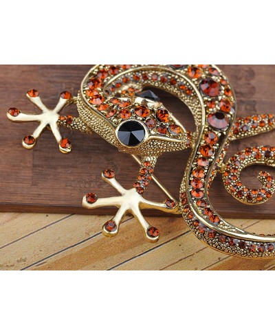 Red Ruby Crystal Rhinestone Golden Tone Gecko Lizard Reptile Animal Pin Brooch $19.44 Brooches & Pins