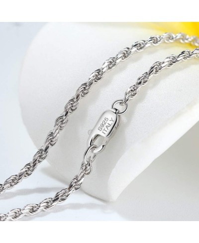 925 Sterling Silver 1.5MM Twisted Rope Diamond-Cut Link Chain Necklace with Rhodium Plating. Necklace Made in Italy (16 18 20...