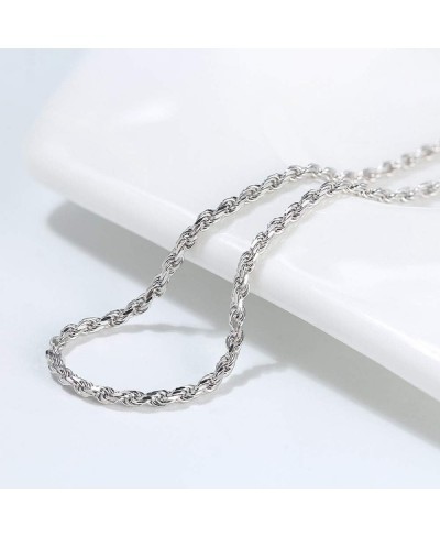 925 Sterling Silver 1.5MM Twisted Rope Diamond-Cut Link Chain Necklace with Rhodium Plating. Necklace Made in Italy (16 18 20...