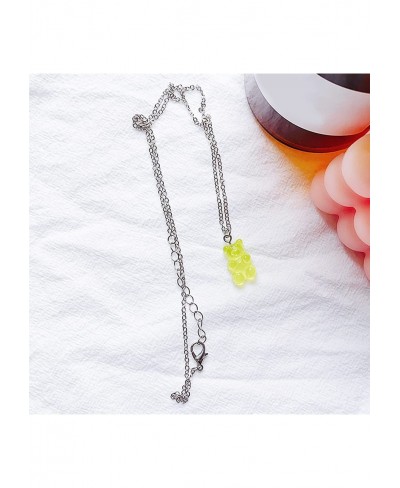 Bear Pendant Necklace Cute Choker Necklaces Gummy Bear Necklaces Adjustable Chain Necklace for Women Girls Blue $5.14 Chokers