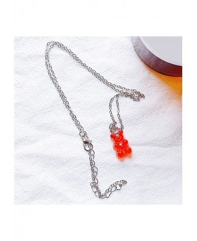 Bear Pendant Necklace Cute Choker Necklaces Gummy Bear Necklaces Adjustable Chain Necklace for Women Girls Blue $5.14 Chokers