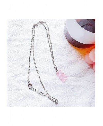 Bear Pendant Necklace Cute Choker Necklaces Gummy Bear Necklaces Adjustable Chain Necklace for Women Girls Blue $5.14 Chokers