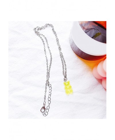 Bear Pendant Necklace Cute Choker Necklaces Gummy Bear Necklaces Adjustable Chain Necklace for Women Girls Blue $5.14 Chokers