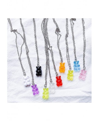 Bear Pendant Necklace Cute Choker Necklaces Gummy Bear Necklaces Adjustable Chain Necklace for Women Girls Blue $5.14 Chokers