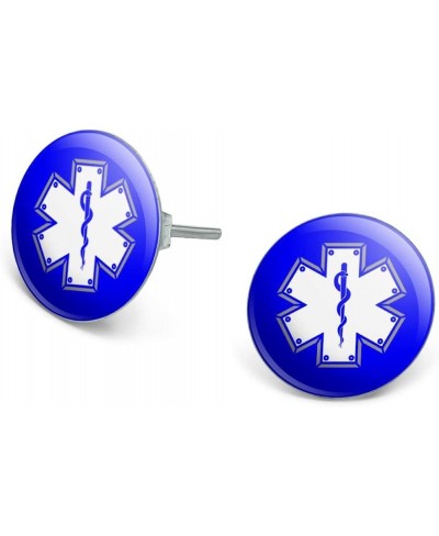Star of Life Medical Health EMT RN MD Novelty Silver Plated Stud Earrings $10.61 Stud
