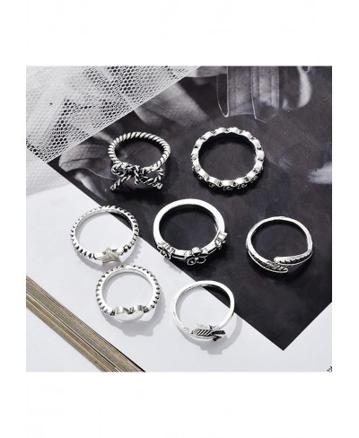 Knuckle Rings for Women Silver Vintage Stackable Rings Cute Flower Heart Star Bow Midi Finger Rings Set for Teen Girls $10.96...