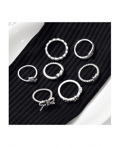 Knuckle Rings for Women Silver Vintage Stackable Rings Cute Flower Heart Star Bow Midi Finger Rings Set for Teen Girls $10.96...