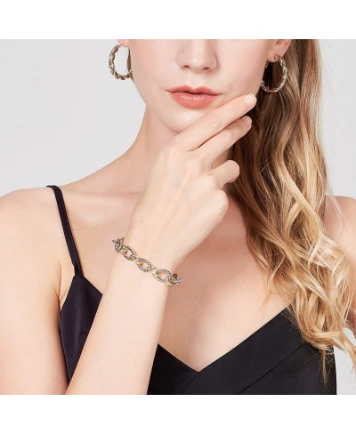 Link Bracelet for Women Two tone Circles Chain Silver and Gold Wire Cable Bangle Designer Inspired Bracelets $18.74 Bangle