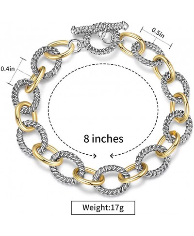 Link Bracelet for Women Two tone Circles Chain Silver and Gold Wire Cable Bangle Designer Inspired Bracelets $18.74 Bangle