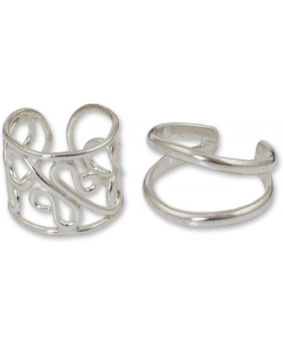 .925 Sterling Silver Handmade Non Pierced Ear Cuff Earrings 'Sleek Filigree' (Pair) $17.06 Cuffs & Wraps