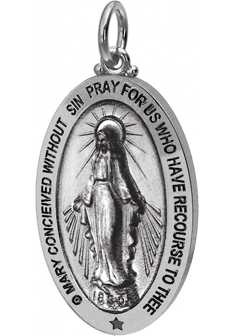 Ladies 925 Sterling Silver Oval Virgin Mary Antique Finish Pendant 26mm $30.70 Pendants & Coins