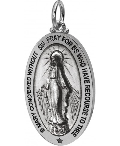 Ladies 925 Sterling Silver Oval Virgin Mary Antique Finish Pendant 26mm $30.70 Pendants & Coins