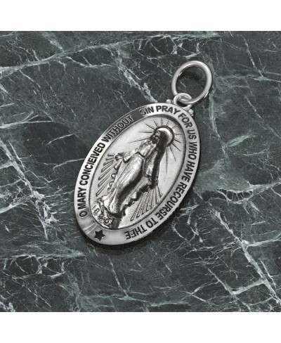 Ladies 925 Sterling Silver Oval Virgin Mary Antique Finish Pendant 26mm $30.70 Pendants & Coins