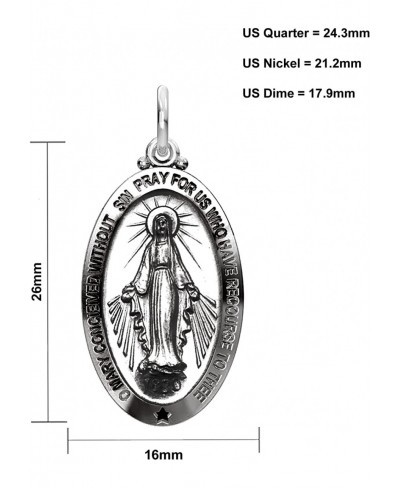 Ladies 925 Sterling Silver Oval Virgin Mary Antique Finish Pendant 26mm $30.70 Pendants & Coins