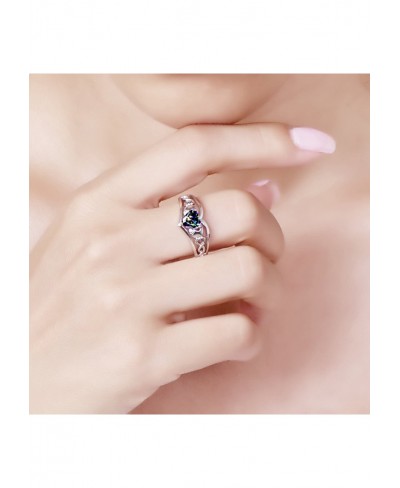 Dainty Heart Design Silver Plated Created Pink Blue White Topaz Cubic Zirconia Filled Love Promise Ring for Women $7.92 Bands