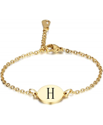 Bracelet English Letters Round Charm Titanium Steel Chain Bracelet Bangle - Golden N $6.79 Link