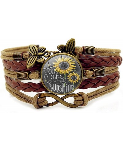 Sunflower Leather Bracelet for Women You Are My Sunshine for Girls BFF Friendship Besties Bracelet Family Couple Valentines D...