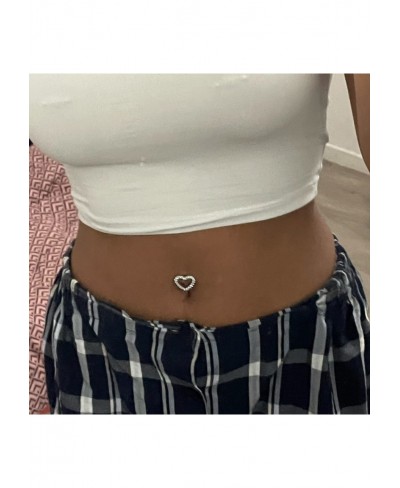 Heart Belly Button Rings CZ Crystal Belly Button Rings 14G Surgical Steel Piercing Jewelry $12.15 Piercing Jewelry