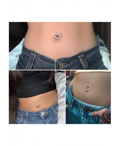 Heart Belly Button Rings CZ Crystal Belly Button Rings 14G Surgical Steel Piercing Jewelry $12.15 Piercing Jewelry