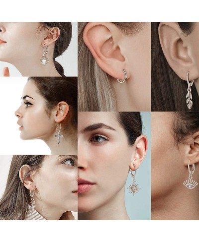 7 Pairs Huggie Hoop Earrings Set Retro Eye Cross Rose Dangle Earring Hip Hop Gold Cuff Earrings for Women Girl Teens $6.89 Je...