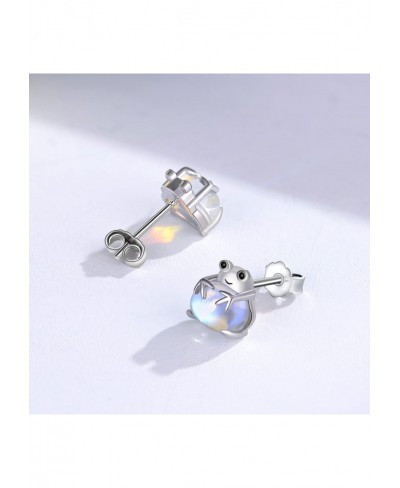 Frog Earrings 925 Sterling Silver Cute Frog Studs Earrings Moonstone Earrings for Sensitive Ears Frog Jewelry Gifts for Women...