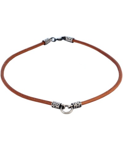 4mm Brown Leather Necklace with a Silver Loop and Ends (CL2 Brown) $29.93 Chokers