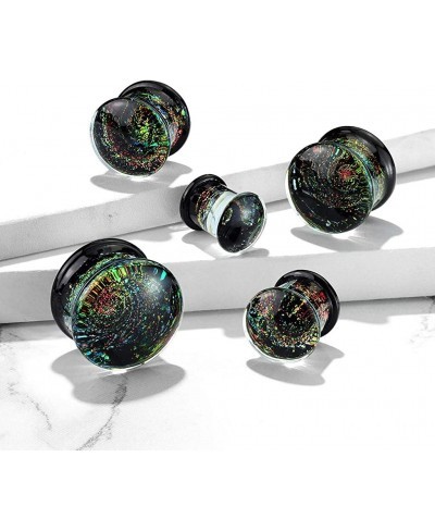 Multicolor Aurora Borealis Sparkle Swirl Galaxy Double Flared Glass Plugs Sold as a Pair $14.55 Piercing Jewelry