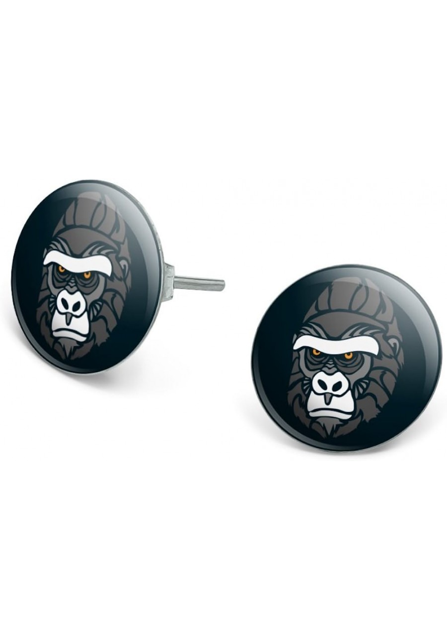 Gorilla Face Novelty Silver Plated Stud Earrings $9.56 Stud