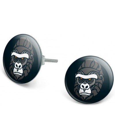 Gorilla Face Novelty Silver Plated Stud Earrings $9.56 Stud