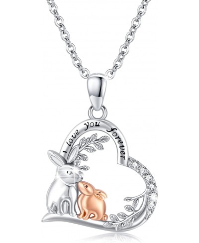 Mother's Day Gifts Bunny Necklace 925 Sterling Silver Rabbit Pendant with I Love You Forever Cute Animal Jewelry $29.85 Penda...
