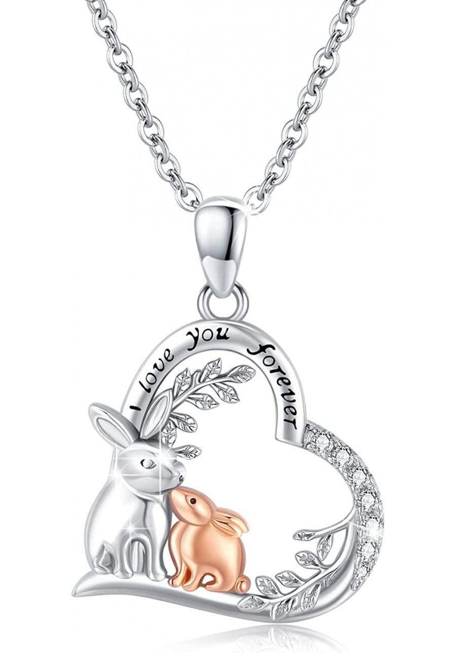 Mother's Day Gifts Bunny Necklace 925 Sterling Silver Rabbit Pendant with I Love You Forever Cute Animal Jewelry $29.85 Penda...